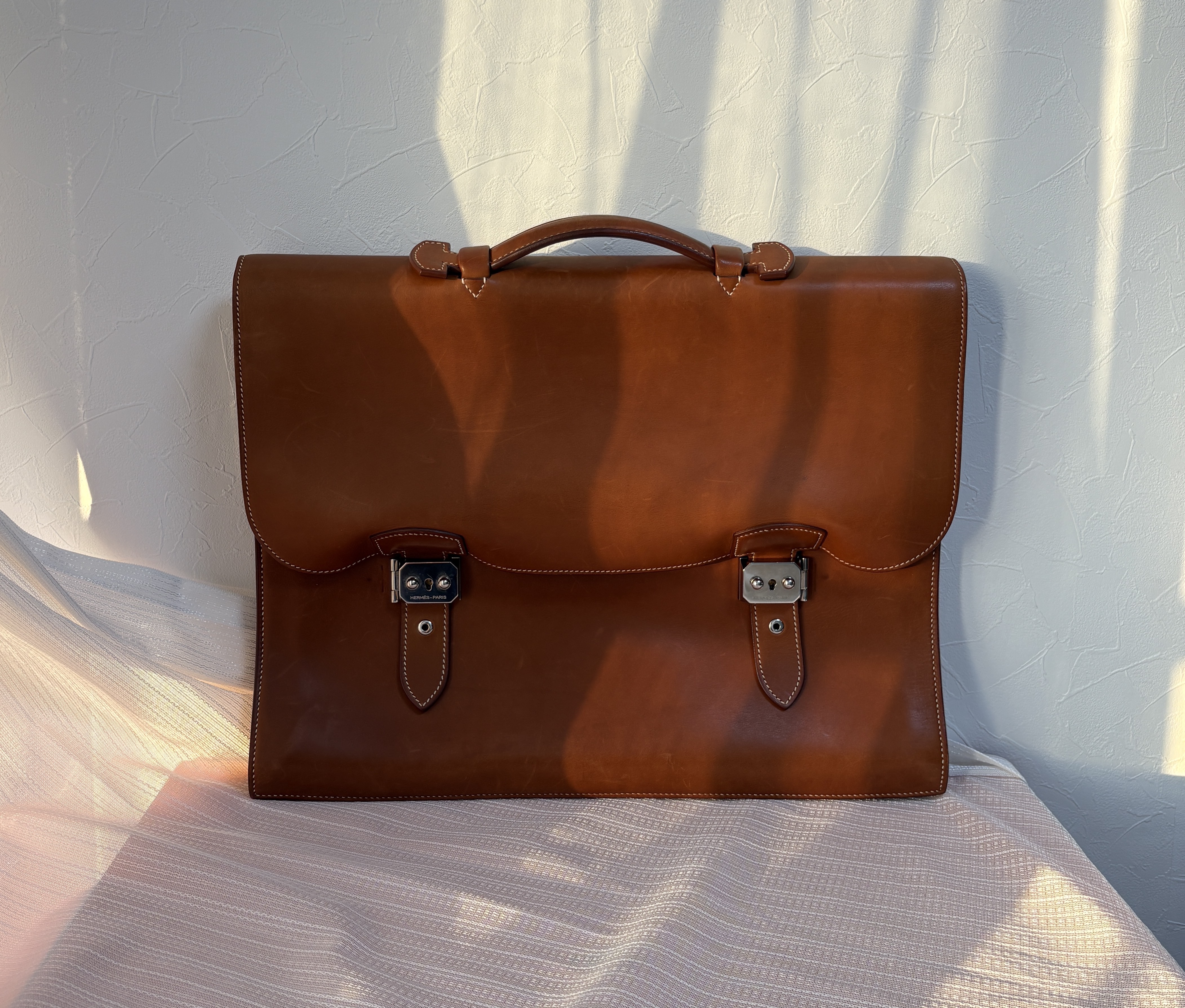 HERMES エルメス サックアデペッシュ 41 フォーブ □H刻印(2004年頃) メンズ ヴォーバレニア