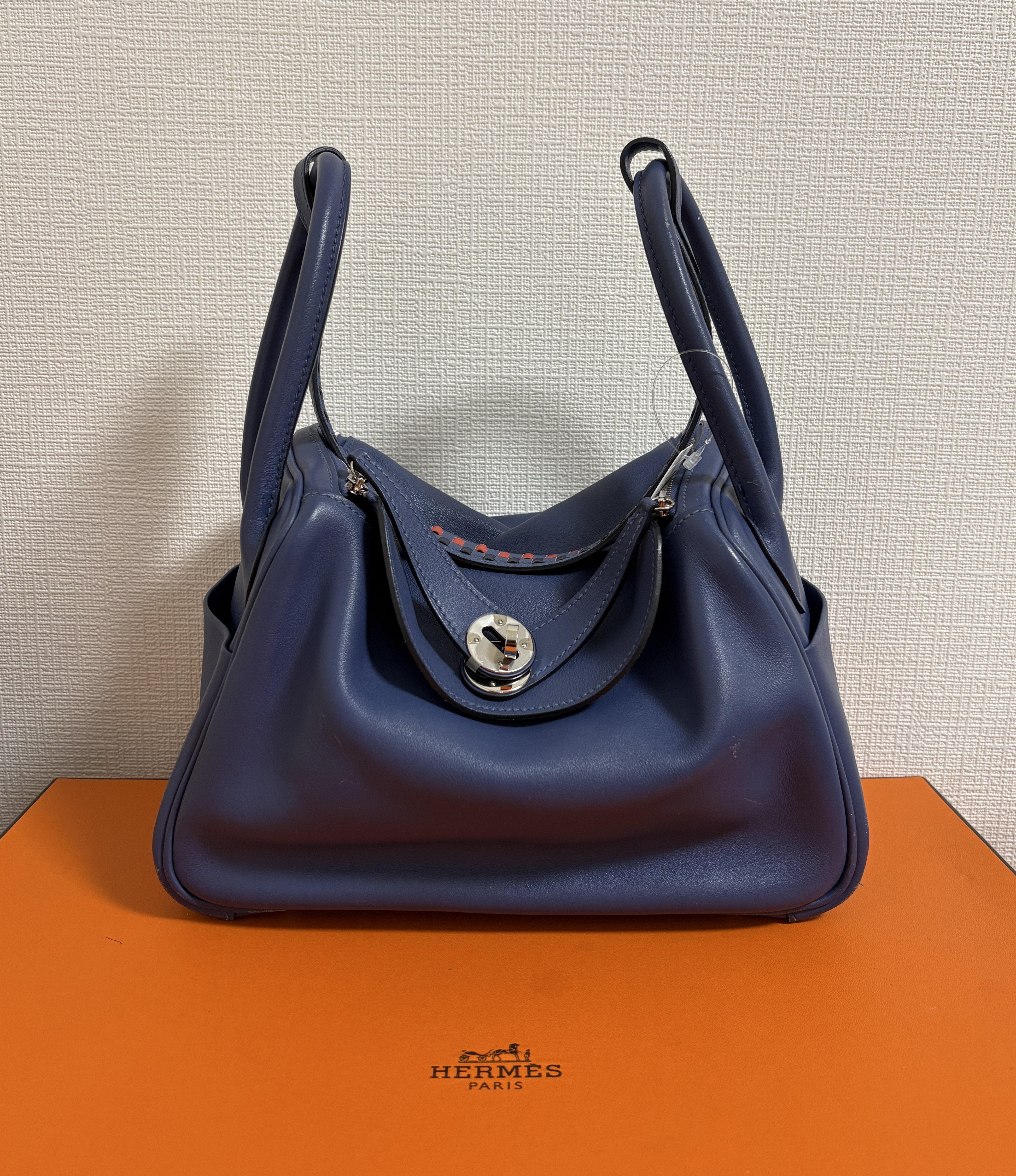 エルメス ハンドバッグ リンディ26 スイフト ブルーブライトン シルバー金具 C刻印 2wayバッグ